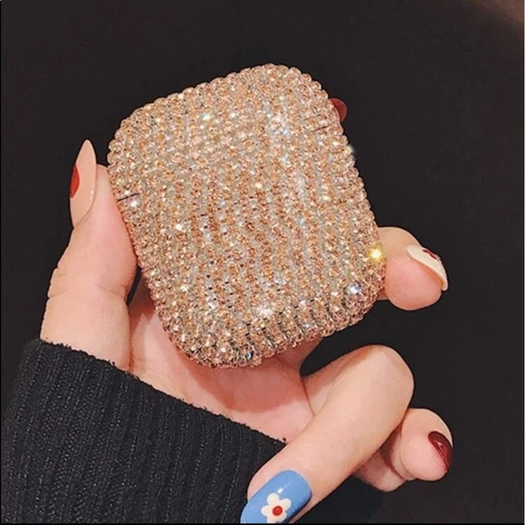 New Nanette Lepore Black & Gold Crystal Airpods Case Tech Accessory - Picture 8 of 15